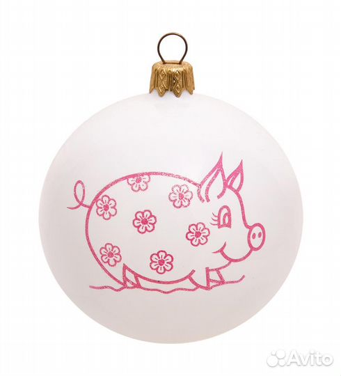 Ел.украшение Шар Свинка Ромашка 85 мм A2180889