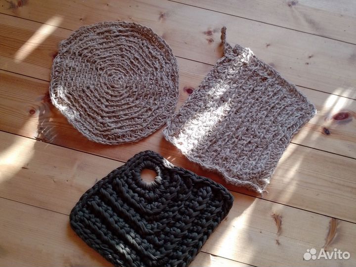 2салфетки из джута +прихватка ручная работа