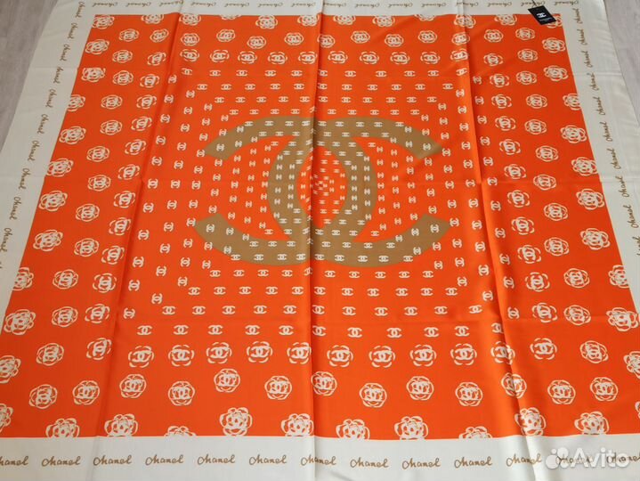 Оранжевый платок Шаль Chanel Шелк