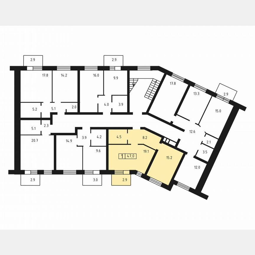 1-к. квартира, 47 м², 2/3 эт.