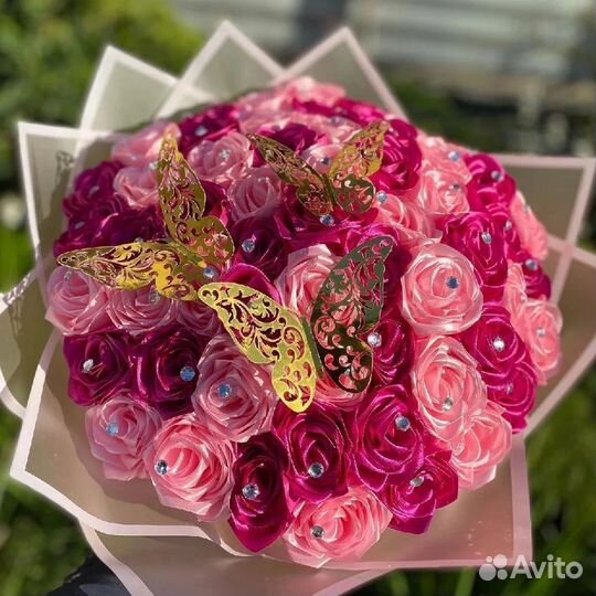 Букет из атласных лент.1 роза 80