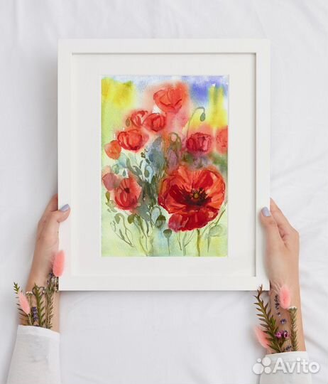 Картина: Красные маки. Картина Акварелью
