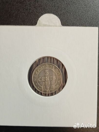 5 центов 1941 Ньюфаундленд Канада Монета Серебро