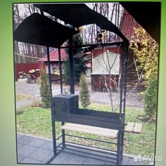 Мангал с печью под казан и крышей