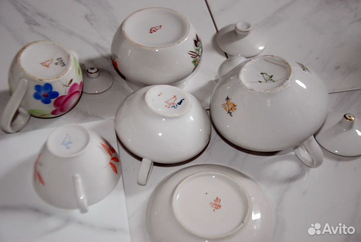 Посуда СССР, Дулёво(старая),чайник,блюдце