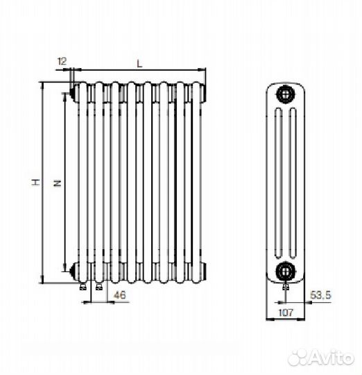 Rifar tubog ventil TUB 3180 8 секций (белый)