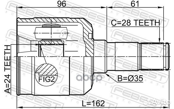 Шрус внутренний левый 24x35x28 0511M323FLH Febest