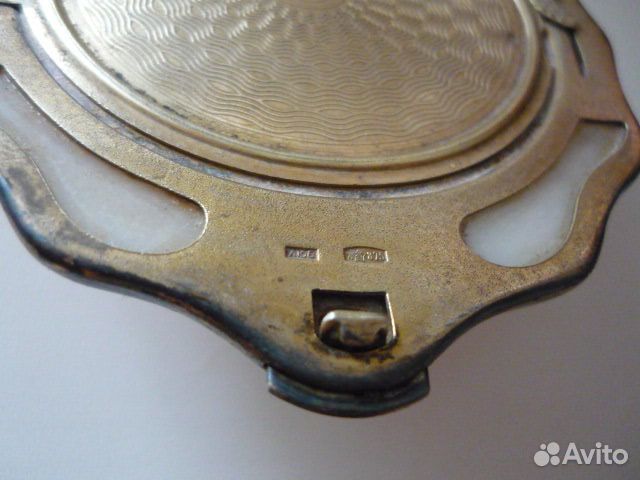 Винтажная пудреница ракушка серебро 875 проба СССР