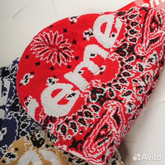 Шапка Supreme Bandana big logo бини