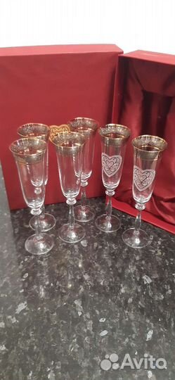 Хрустальные фужеры свадебные бокалы Богемия