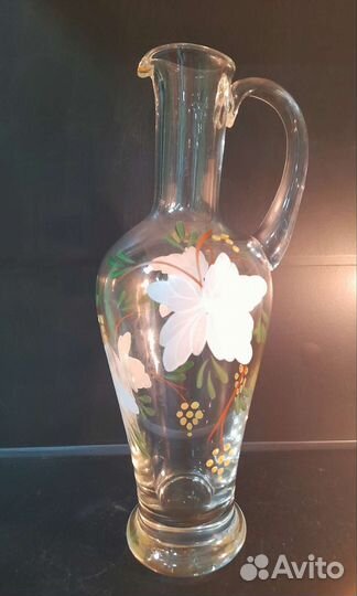 Советский графин, стекло, ручная роспись
