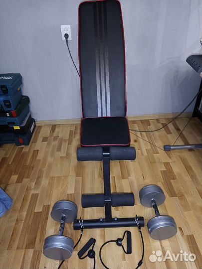 Скамья для жима лежа складная с эспандерами