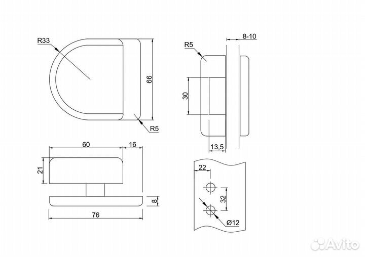 Магнитная ответная часть для замка на стекло