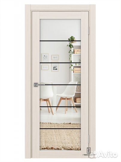 Дверь межкомнатная асс 501.2 зеркало (черные молди