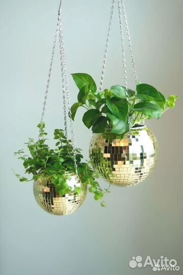 Кашпо из диско шара / кашпо из зеркальной мозаики