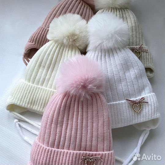 Шапка детская зимняя для новорождённых новая