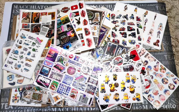 Наклейки стикеры на отдельных листах