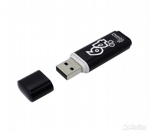 Флеш-накопитель Smartbuy Glossy USB 2.0 64GB, черн