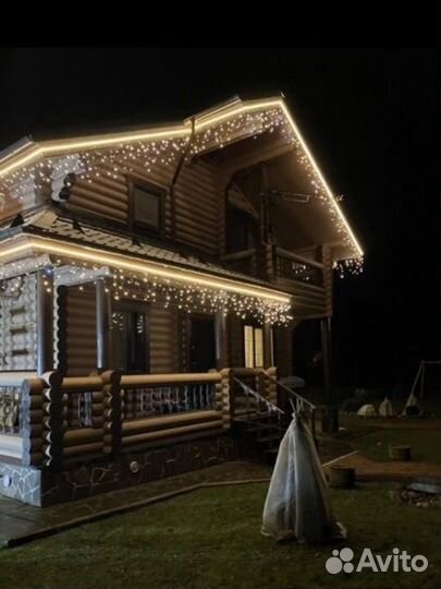 Монтаж на дома уличных гирлянд Бахрома - Profi