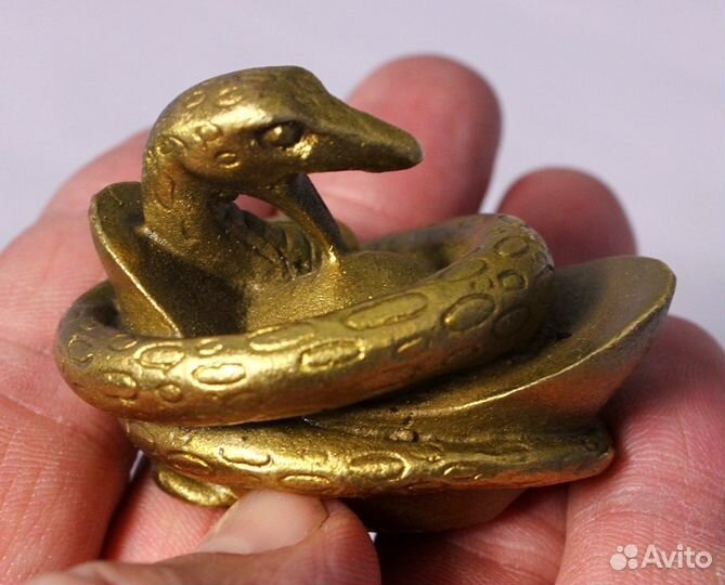 Змея на Чаше - Китайская статуэтка из Бронзы ru*73