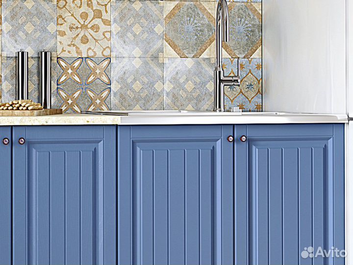 Кухня Хозяюшка 1,5 м Магнолия / Деним