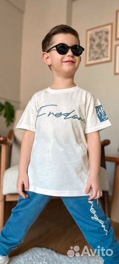 Костюм синий футболка шорты 5 6 7