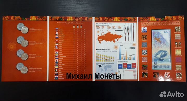 Набор монет 2014 Сочи в Капсульном альбоме