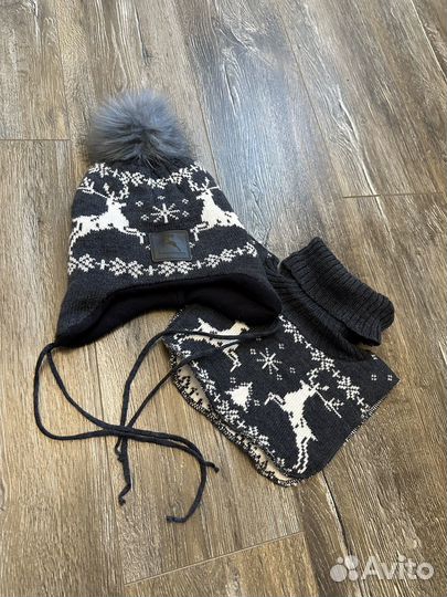 Шапка и снуд зимний комплект, новый