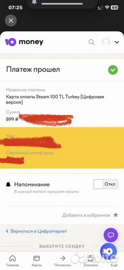 Подарочная карта стим турецкий лир 100TL