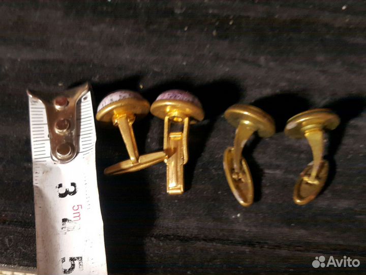 Запонки СССР тяжелые под янтарь