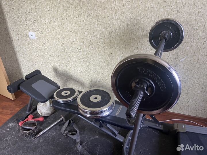 Скамья для жима, стойки, штанга 72кг