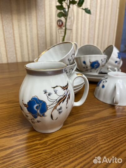 Чайный сервиз Дулево,Синий мак