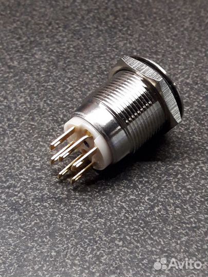 Кнопка без фиксации. Синяя подсветка. Посадка Д19м