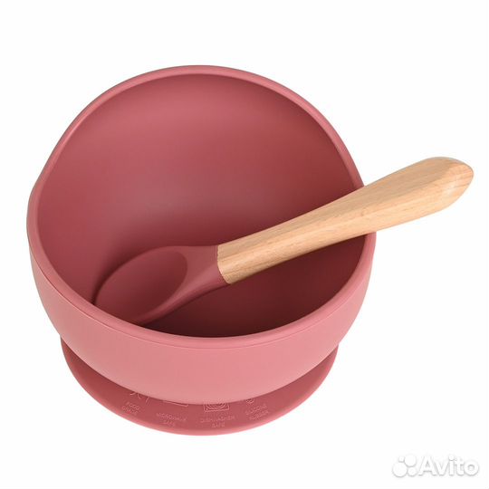 Тарелка силиконовая с ложкой 380 мл Red