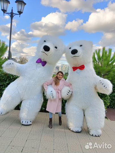 Белый Мишка.Ростовая кукла Панда Аниматор