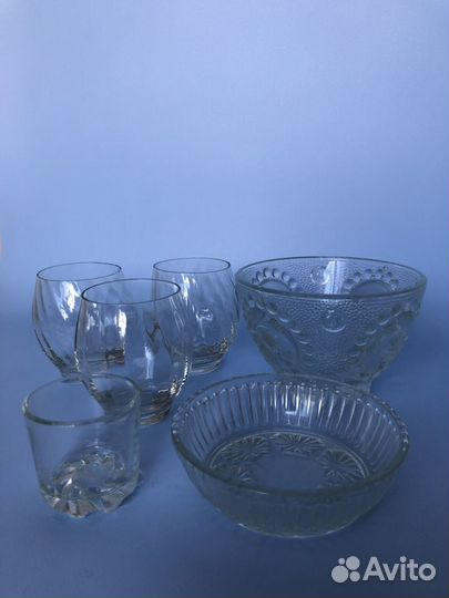 Хрустальная посуда СССР, ваза, тарелки