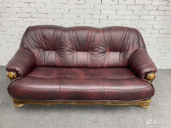 Кожаный диван Массив Дуб