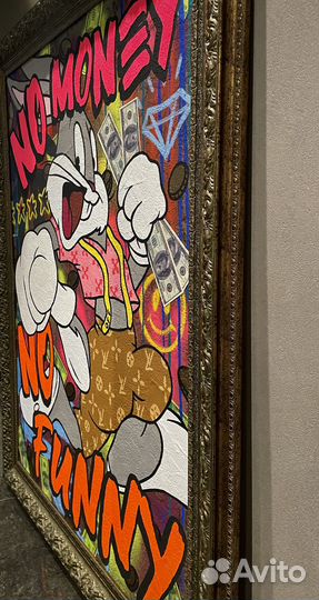 Большая картина граффити поп арт в раме Багс Банни