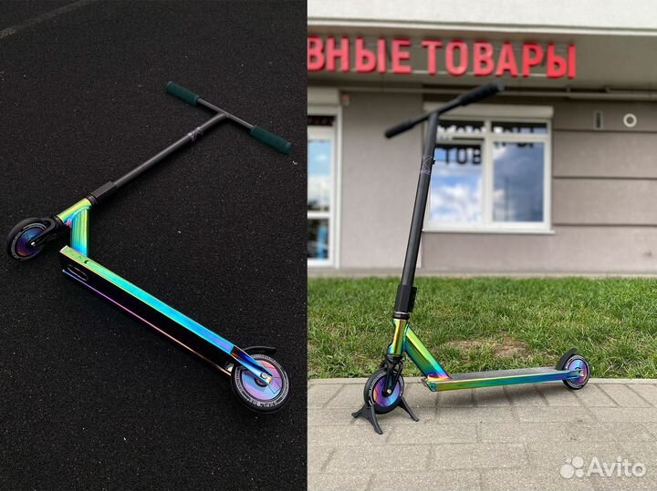 Трюковой самокат с тёмно-серыми грипсами Mystique