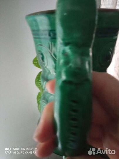 Кружка зеленая обливная керамика