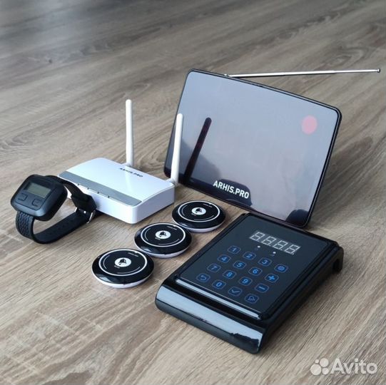 Кнопка вызова официанта комплект с часами и табло