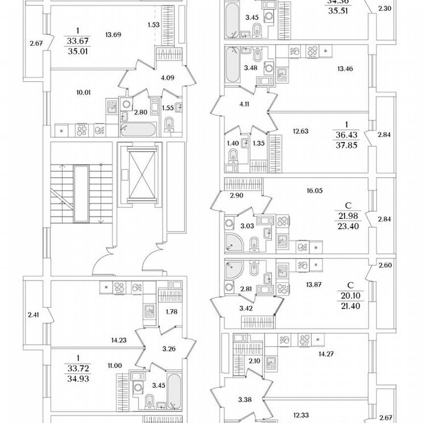 2-к. квартира, 56,9 м², 5/9 эт.