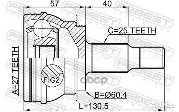 Шрус наружный 27x60.4x25 mercedes benz A-class