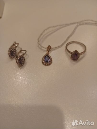 Комплект из серебра, шпинель, цирконы