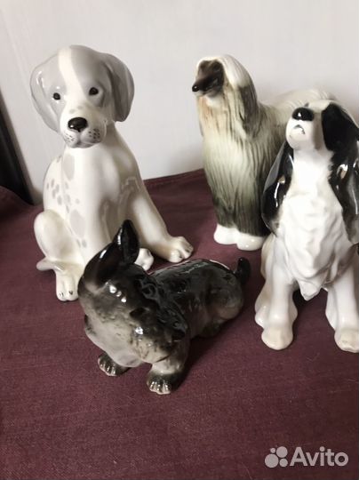 Фарфоровые статуэтки собак коллекция 7 шт