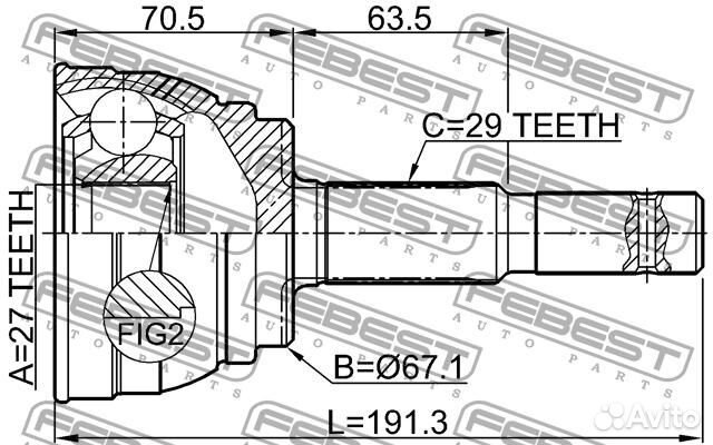 Шрус infiniti FX45/35 02-08 зад.нар