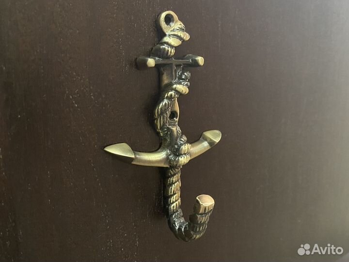 Крючок вешалка Якорь настенный Бронза