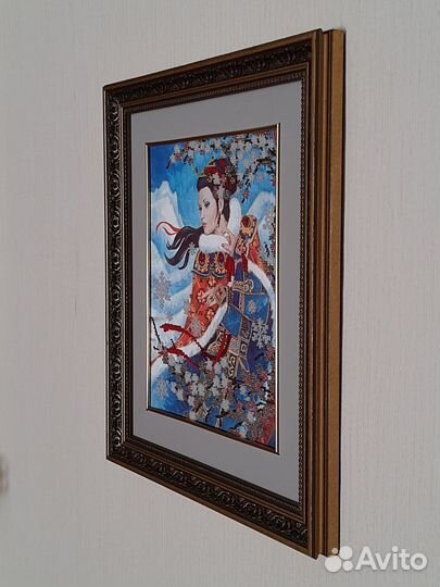 Картина вышитая бисером Зима из серии времена года