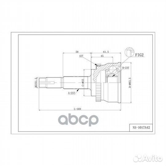ШРУС nissan wingroad/bluebird 00- с ABS dfcv017
