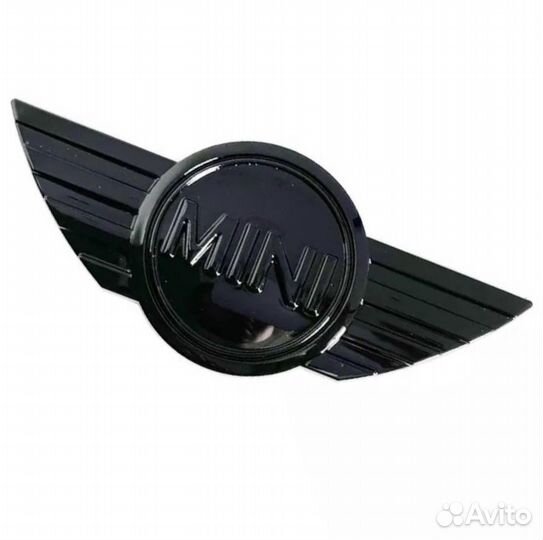 Эмблема на капот Mini Cooper чёрный глянец металл